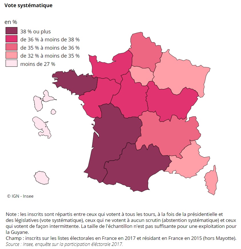 carte vote systématique par région française en 2017