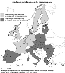 Carte : Les classes populaires dans les pays européens