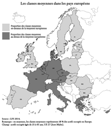 Carte : Les classes moyennes dans les pays européens